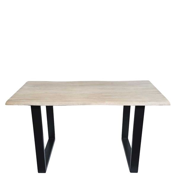 Baumkanten Esszimmertisch aus Akazie massiv gekälkt und Stahl Loft Design günstig online kaufen