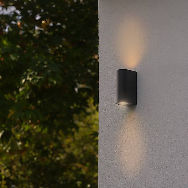 Außenwandleuchte Dion Double, schwarz, GU10, Aluminium, IP44 günstig online kaufen