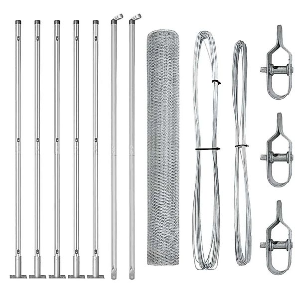 vidaXL Zaunpfosten Silber 10 x 1,2 m 13 mm Maschen Stahl 3353766 günstig online kaufen