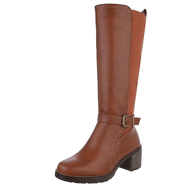 Ital-Design Damen Freizeit Stiefel (88577557) Blockabsatz Stiefel in Camel günstig online kaufen