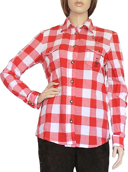 German Wear Trachtenbluse OB4-rot Trachtenbluse Trachtenlederhosen-bluse günstig online kaufen