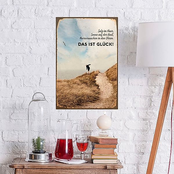 queence Metallbild "Meeresglück", Schriftzüge-Schriftzug-Strand, (1 St.), S günstig online kaufen