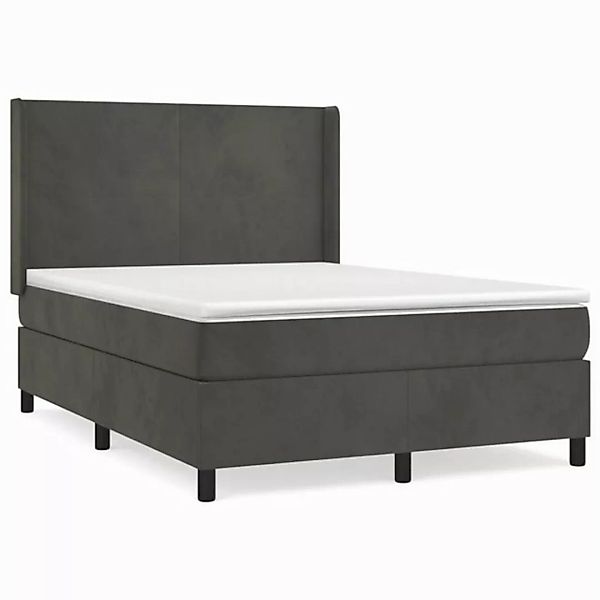 furnicato Bett Boxspringbett mit Matratze Dunkelgrau 140x190 cm Samt (1-tlg günstig online kaufen