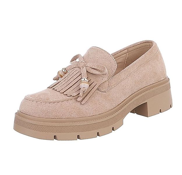 Ital-Design Elegante Damen Mokassin mit Fransen und Details Slipper (911544 günstig online kaufen