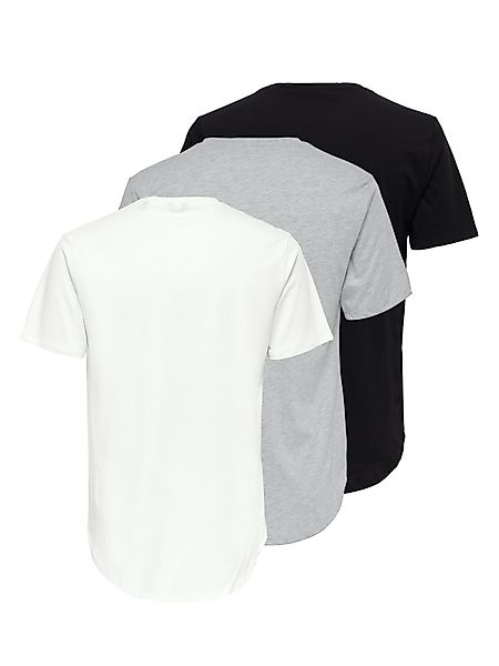 ONLY & SONS Rundhalsshirt "ONSMATT LONGY SS TEE 3-PACK" Packung, 3 Stk. tlg günstig online kaufen