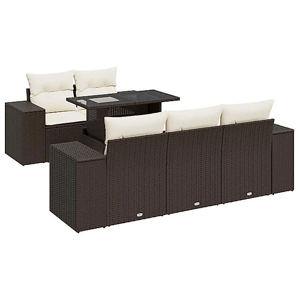 vidaXL 6-Tlg Garten-Sofagarnitur mit Kissen Braun Poly Rattan 3326734 günstig online kaufen