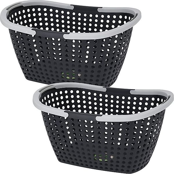 Koopman Einkaufskorb Kunststoff 23 L Kiste Henkel Schwarz 2 er Set, 2 Stk, günstig online kaufen