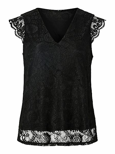 pieces Spitzentop "PCOLLINE SL LACE V-NECK TOP WVN NOOS" günstig online kaufen