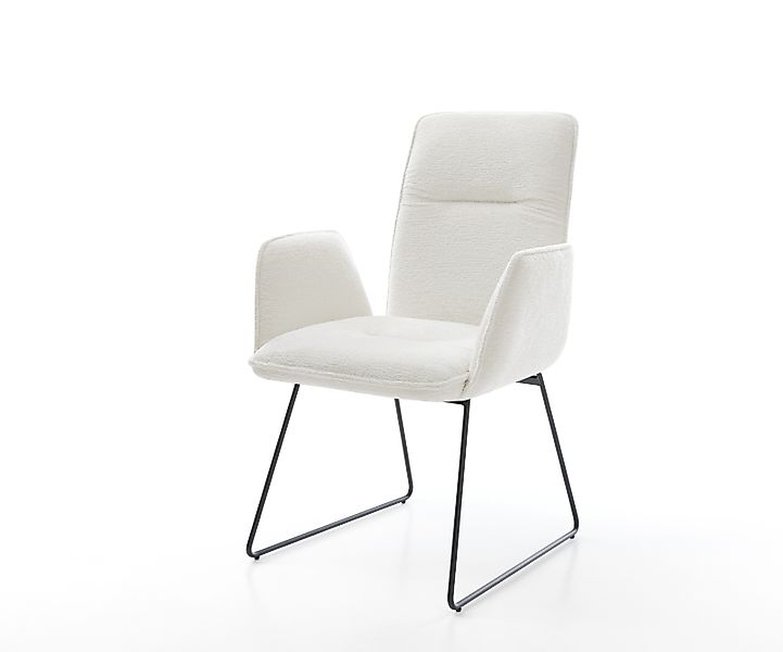 Esszimmerstuhl Vinja-Flex Bouclé Soft Beige Kufengestell Schwarz günstig online kaufen