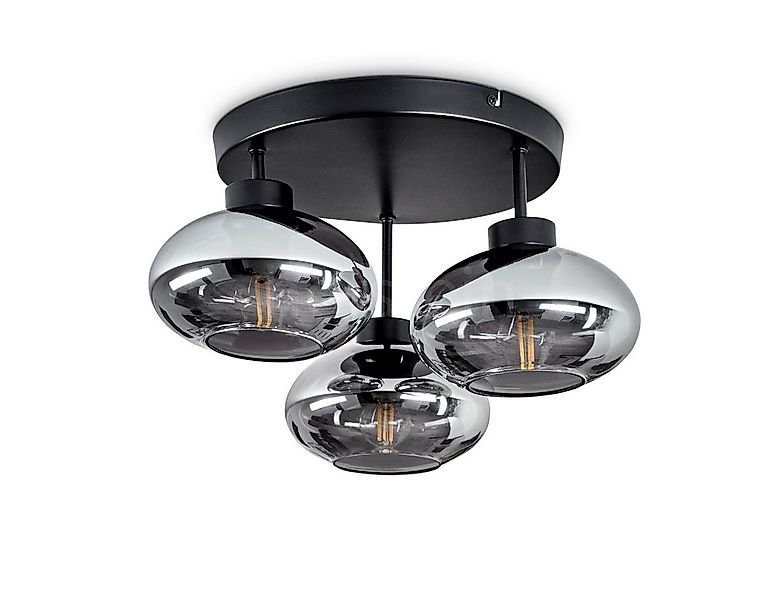 hofstein Deckenleuchte »Pietramelara« Deckenlampe aus Metall/Glas in Schwar günstig online kaufen