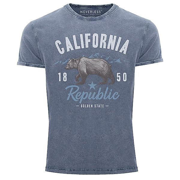 Neverless Print-Shirt Herren Vintage Shirt California günstig online kaufen