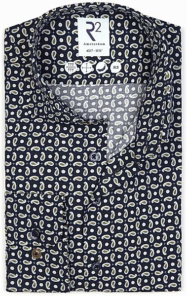 R2 Hemd Extra Long Sleeves Paisley Navy - Größe 38 günstig online kaufen