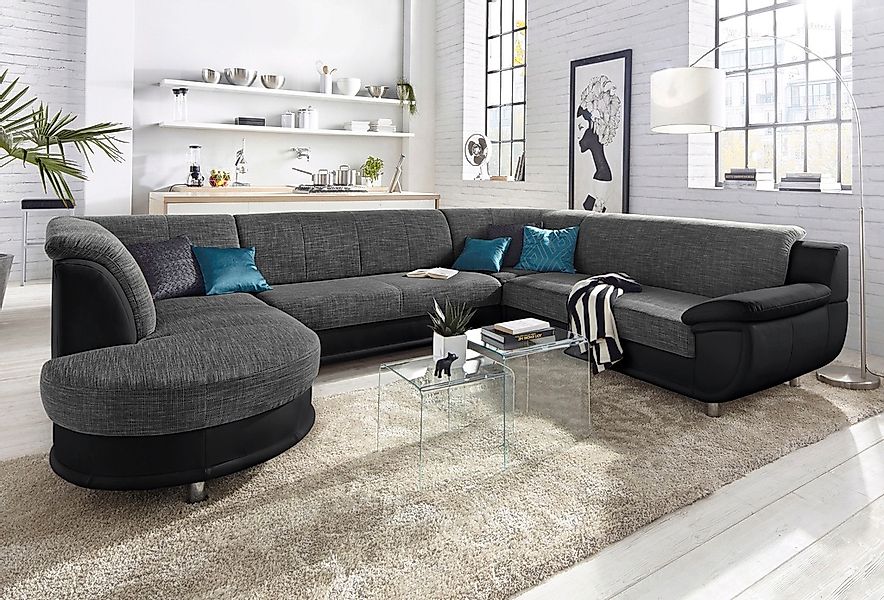 TRENDMANUFAKTUR Wohnlandschaft "Rondo 3, zeitlos und modern, im Materialmix günstig online kaufen