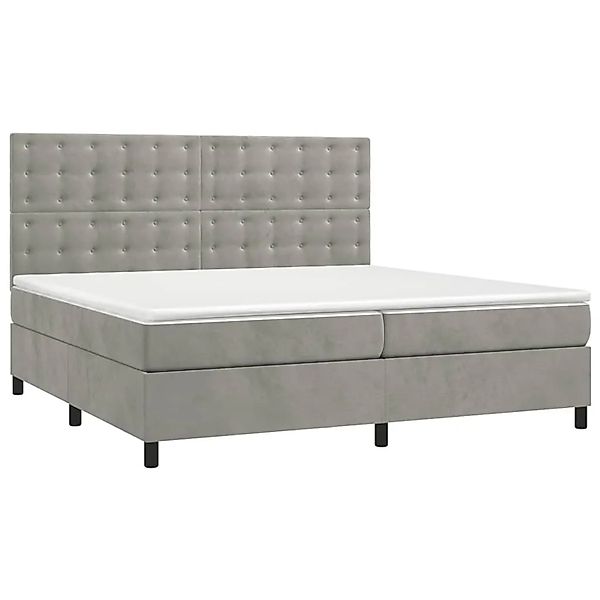 vidaXL Boxspringbett mit Matratze Hellgrau 200x200 cm Samt 3143283 günstig online kaufen