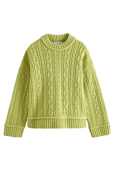 Next Rundhalspullover Premium-Strickpullover Zopfmuster 100 % Schurwolle günstig online kaufen