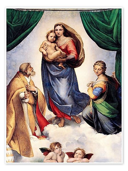 Posterlounge Poster Raffael, Sixtinische Madonna, Schlafzimmer günstig online kaufen