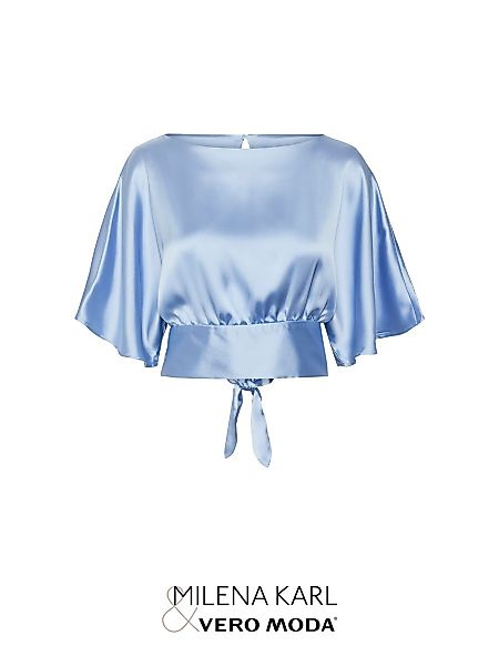 VERO MODA Gebundenes Bluse Mit Kurzen Ärmeln Damen Blau günstig online kaufen