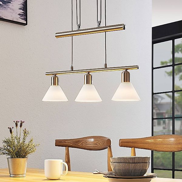 Lindby Pendellampe Delira, 3-flg., nickel, höhenverstellbar günstig online kaufen