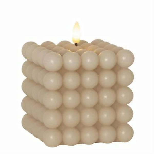 MARELIDA LED Kerze Bubble Würfelkerze Echtwachs H: 12,5cm creme günstig online kaufen