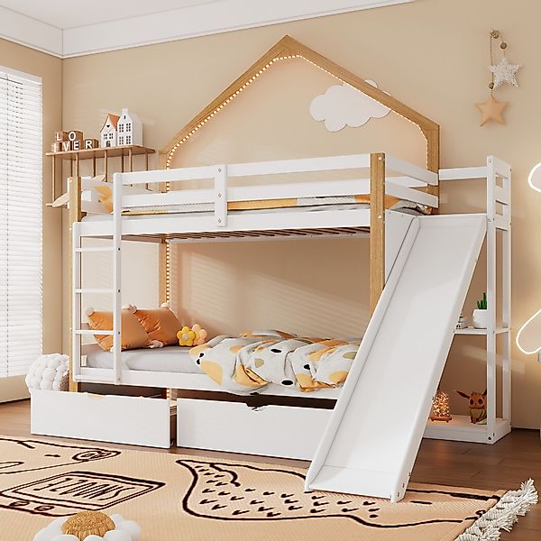 Merax Etagenbett, 90x200cm, Holz Hochbett mit günstig online kaufen