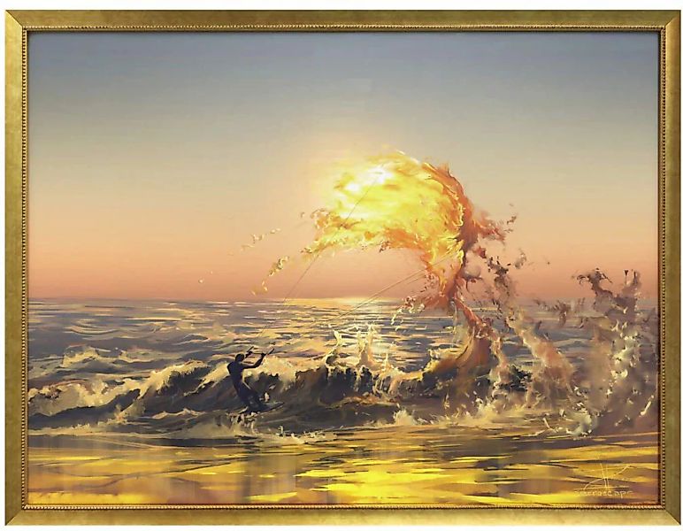 Wall-Art Poster »Sonnenuntergang Wellen Surfer«, Sonnenuntergang, (1 St.) günstig online kaufen