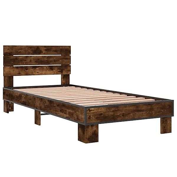 vidaXL Bettgestell Räuchereiche 100x200 cm Holzwerkstoff und Metall 845739 günstig online kaufen
