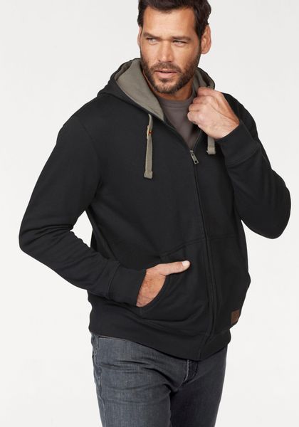 Mans World Kapuzensweatjacke mit kontrastfarbigem Innenfutter günstig online kaufen