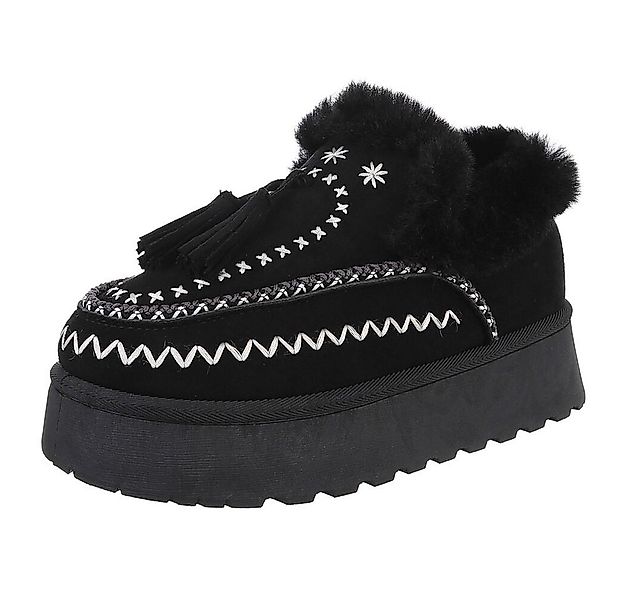 Ital-Design Damen Slipper mit Plateau und Quasten für Freizeitkomfort Snowb günstig online kaufen