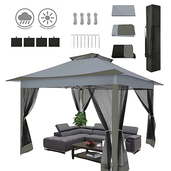 Tooluck Faltpavillon Pop-Up-Pavillon Moskitonetz sofortig Terrassendachzelt günstig online kaufen