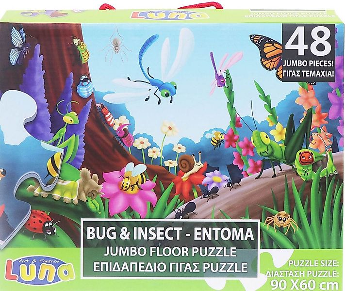 Diakakis Steckpuzzle Boden Puzzle Insekten 48-tlg XXL Jumbo Teile 90x60, Pu günstig online kaufen