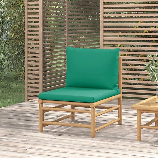 vidaXL Sofaelement Garten-Mittelsofa mit Grünen Kissen günstig online kaufen