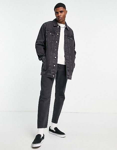 ASOS DESIGN – Longline-Jeansjacke im Stil der 70er-Jahre in verwaschenem Sc günstig online kaufen