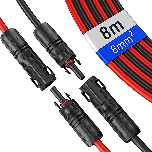 hb-digital 2x 8m Solar Verlängerungskabel 6 mm² mit Stecker Schwarz/Rot günstig online kaufen