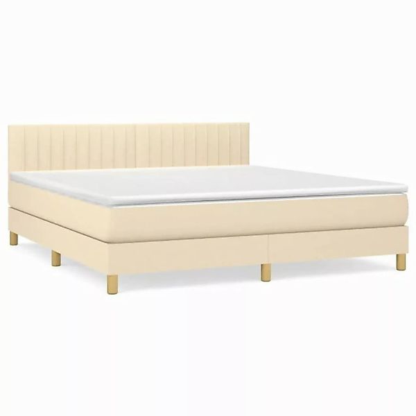 vidaXL Boxspringbett Boxspringbett mit Matratze Creme 160x200 cm Stoff Bett günstig online kaufen