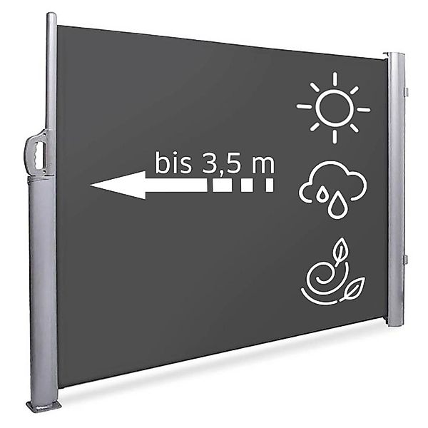 Noor Seitenmarkise Exklusiv 100 cm x 350 cm Anthrazit günstig online kaufen