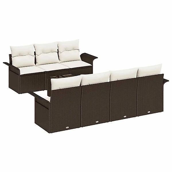 vidaXL Gartensofa-set mit Kissen 8-Tlg Braun und Creme Poly-Rattan 3353937 günstig online kaufen