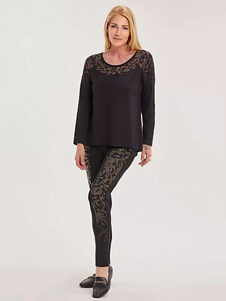 Sarah Kern Langarmshirt Longsleeve figurumspielend mit Leoparden-Glitzermot günstig online kaufen