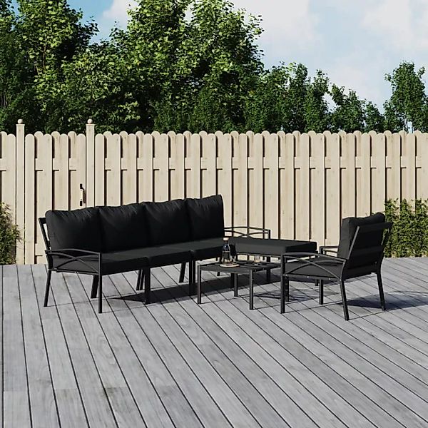 Vidaxl 7-tlg. Garten-lounge-set Mit Grauen Kissen Stahl günstig online kaufen