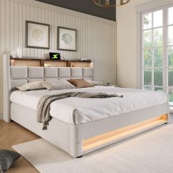 OKWISH Polsterbett Bett (LED Doppelbett Jugendbett günstig online kaufen