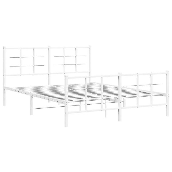 vidaXL Bettgestell mit Kopf- und Fußteil Metall Weiß 150x200 cm 355630 günstig online kaufen