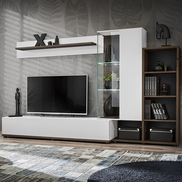 Lomadox Wohnwand SAPRI-164, (4-St., Wandboard Hängevitrine günstig online kaufen