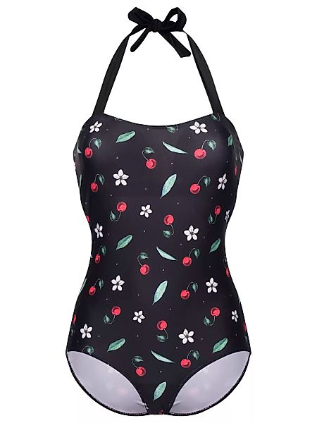 Pussy Deluxe Cherry Blossom Damen Badeanzug schwarz allover günstig online kaufen