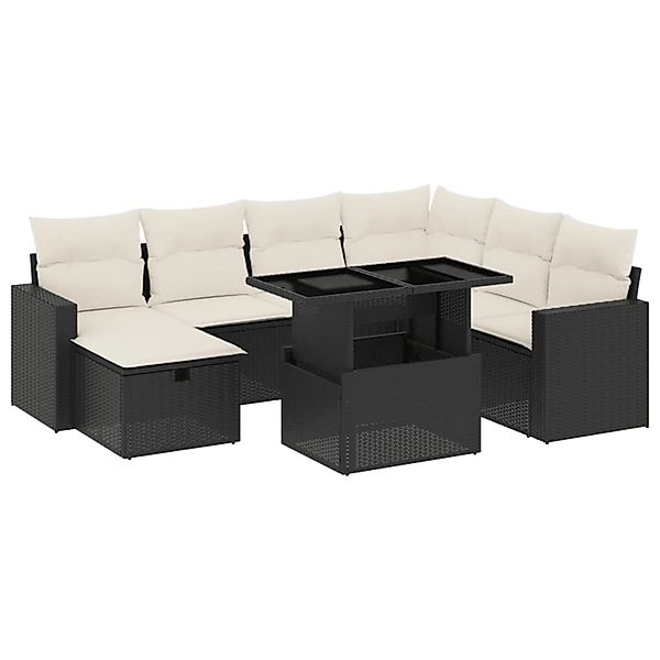 vidaXL 8-Tlg Garten-Sofagarnitur mit Kissen Schwarz Poly Rattan 3274836 günstig online kaufen