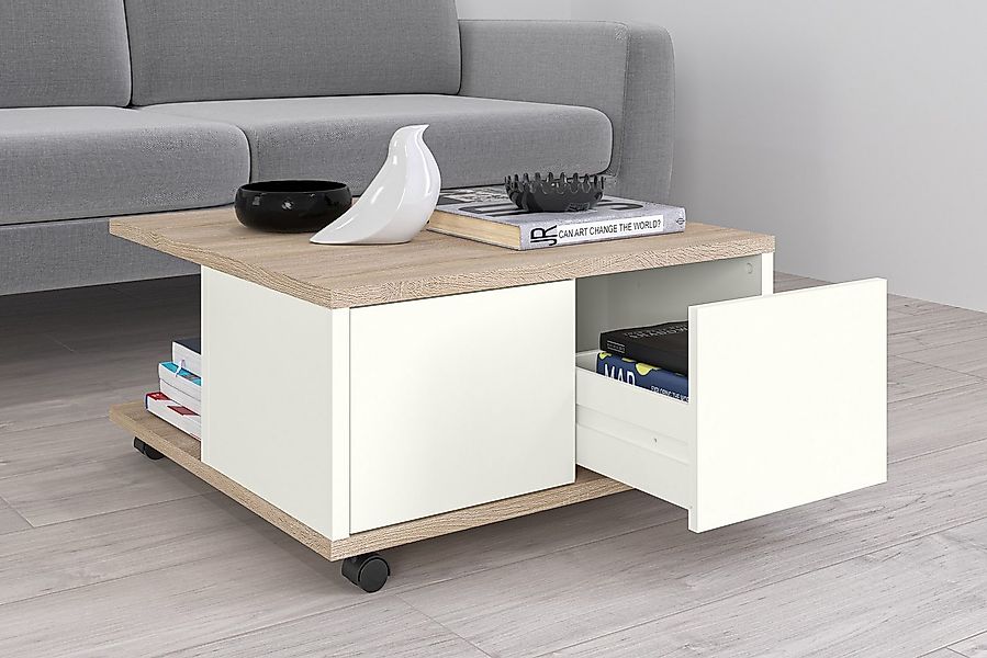 FMD Couchtisch Twin, Schubladen als Push-to-open, viel Staur., mit Rollen, günstig online kaufen