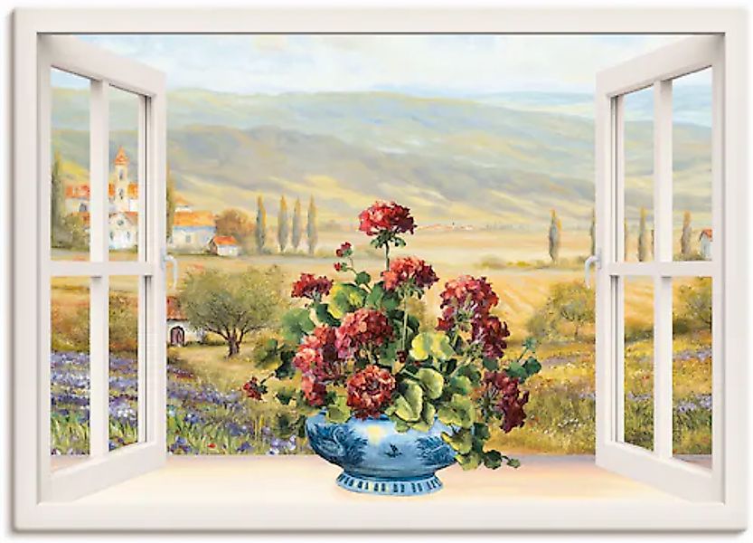 Artland Leinwandbild »Blumenbouquet am weißen Fenster« Fensterblick 1 Stk. günstig online kaufen