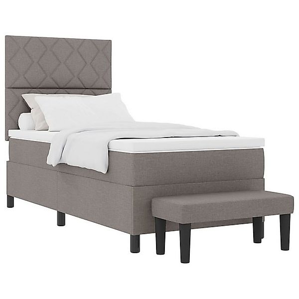 vidaXL Bett Boxspringbett mit Matratze & Bank Taupe 100x200 cm Stoff (2-tlg günstig online kaufen