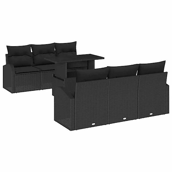 vidaXL Gartensofa-Set mit Kissen 7 Stk Schwarz Poly Rattan 3357306 günstig online kaufen