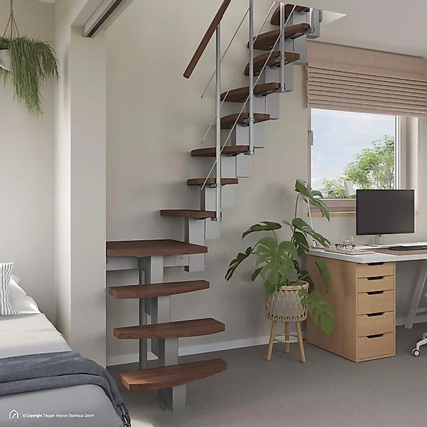 Treppen Intercon Raumspartreppe Quadro Mittelholmtreppe 13 Stufen Buche Dun günstig online kaufen