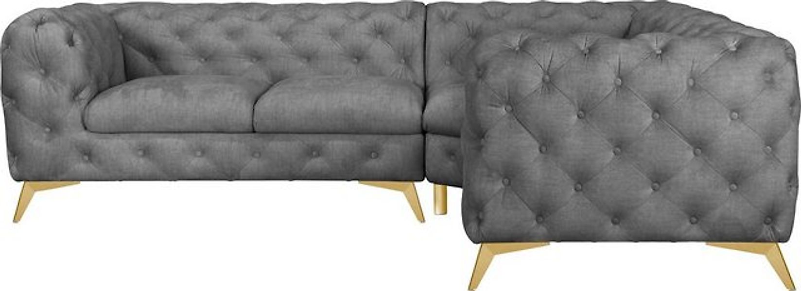 Leonique Chesterfield-Sofa "Ecksofa GLYNIS L-Form mit Wellenunterfederung, günstig online kaufen