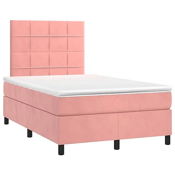 vidaXL Boxspringbett mit Matratze & LED Rosa 120x190 cm Samt 3270316 günstig online kaufen
